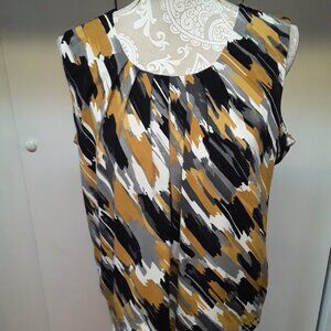 Kasper sleeveless pleated neckline top size L
